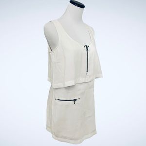 KENNETH COLE WHITE TIERED ZIPPER MINI TANK DRESS XS